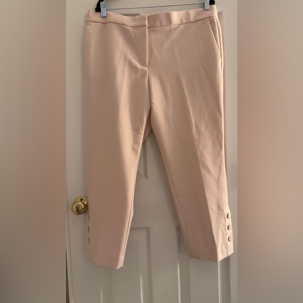 Ann Taylor Petite‎ pink crop covered button trousers Size 14 Petite